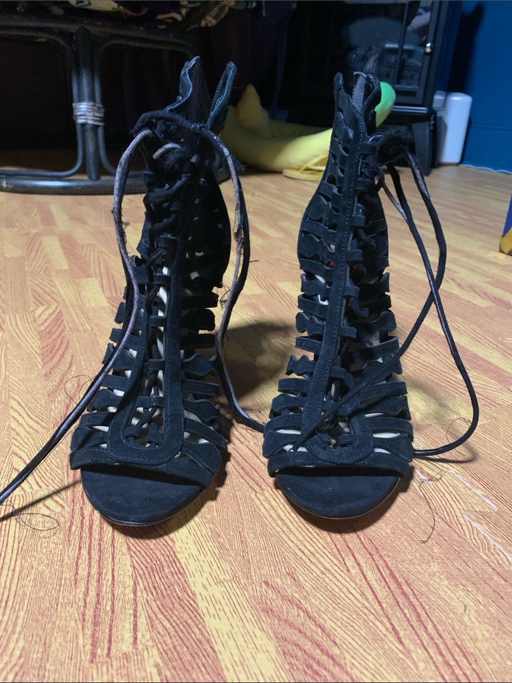 Sam Edelman Black Lace-Up Strappy Gladiator Heels